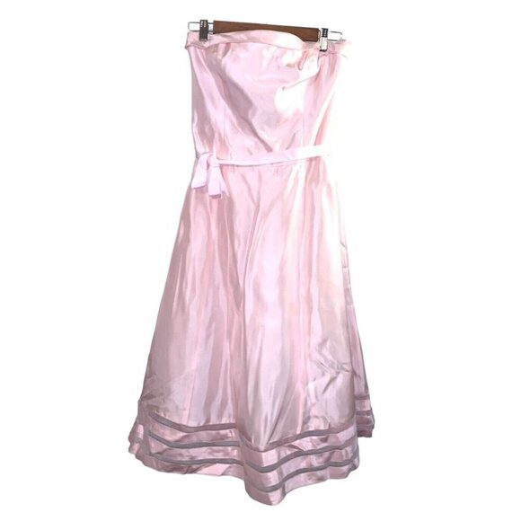 Vera Wang Vintage Pink Strapless Waist Tie Retro 80s 90s Prom Dress Size 10 - Picture 1 of 10